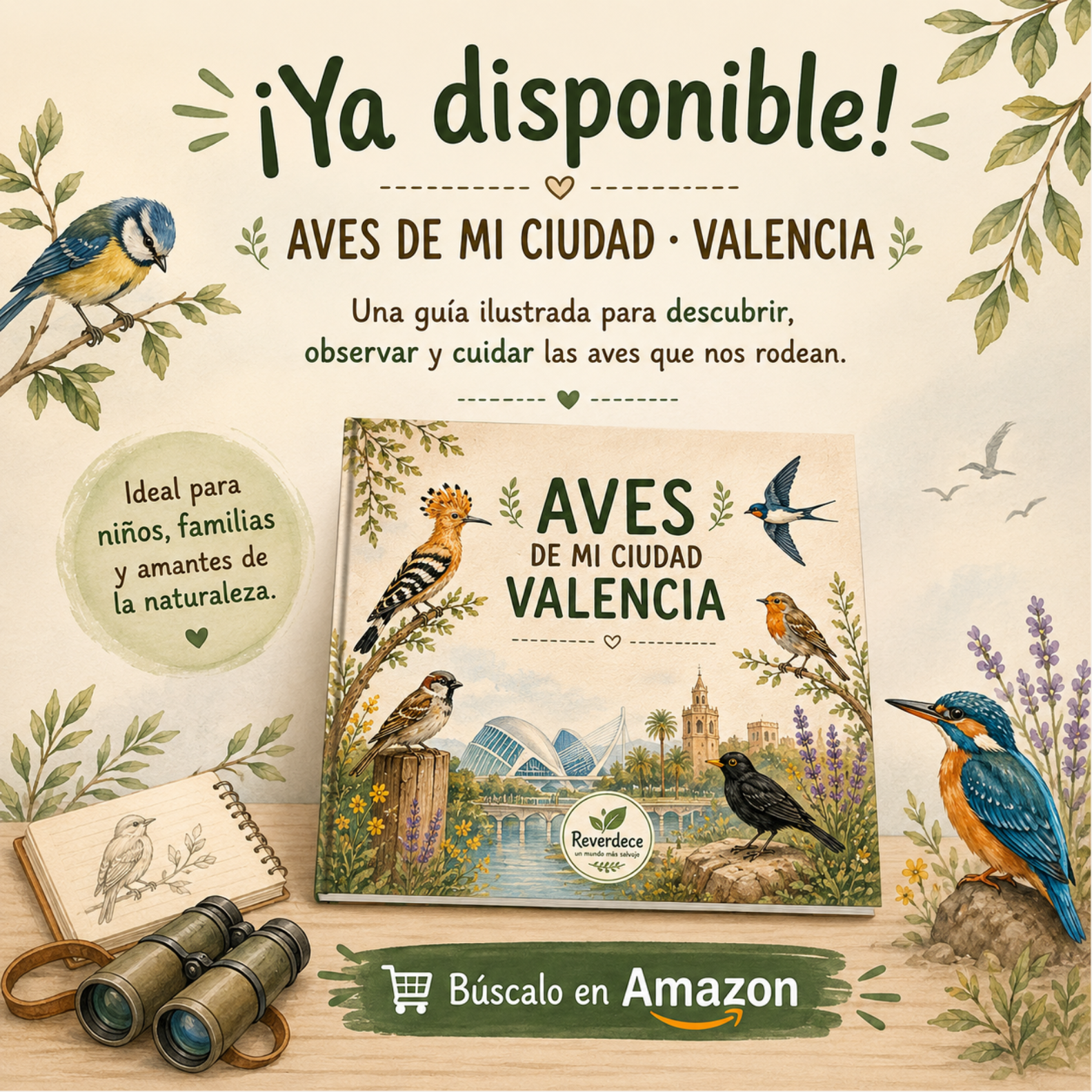 Portada ilustrada de Aves de mi ciudad: Valencia